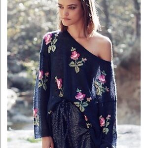 Wildfox Navy Floral Sweater